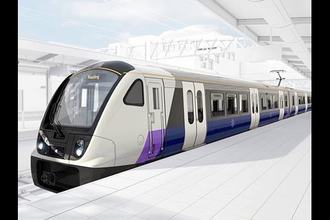 Bombardier Class 345 Aventra electric multiple-unit for London's Crossrail project.